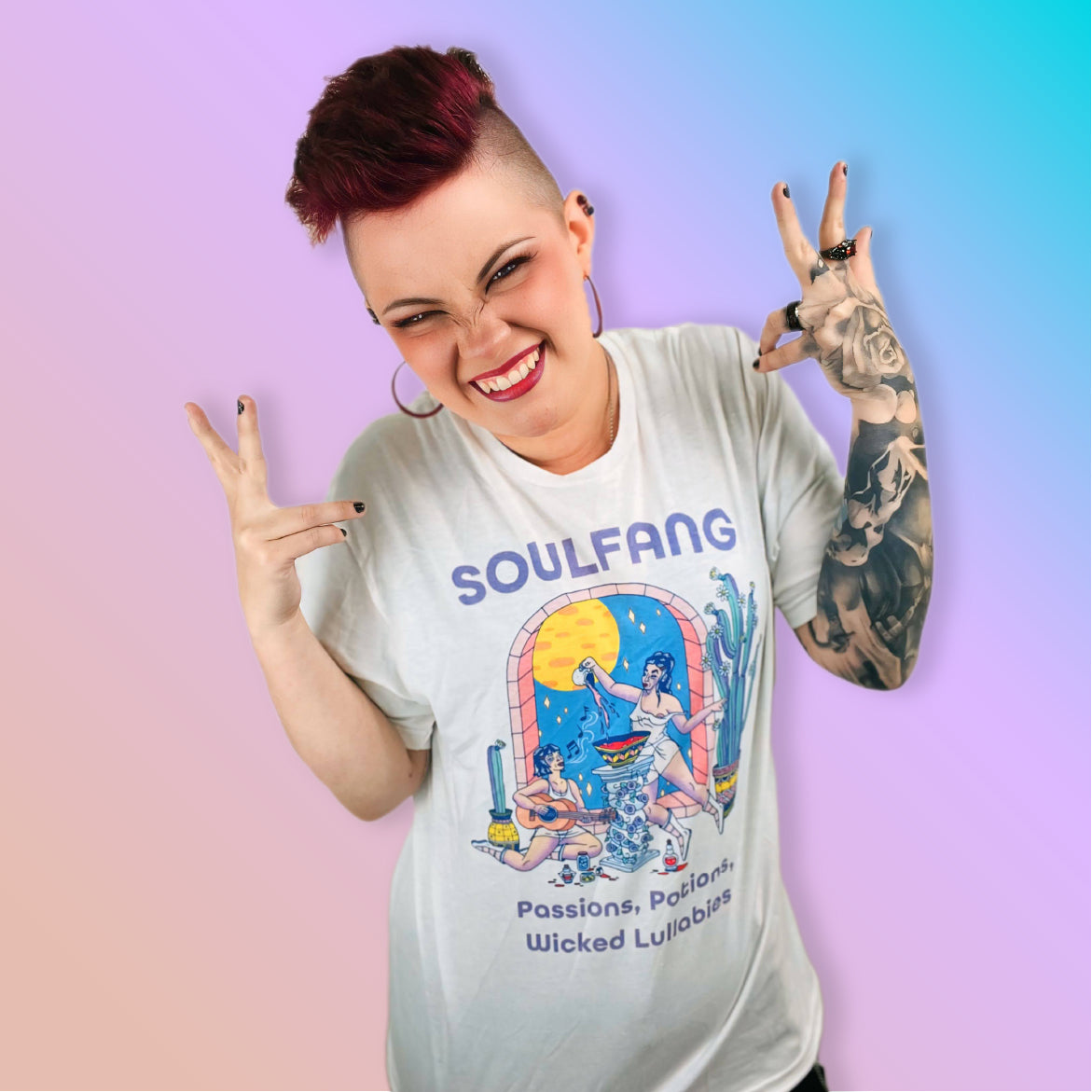 SoulFang Passions Potions Wicked Lullabies White Album Cover Shirt