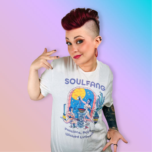 SoulFang Passions Potions Wicked Lullabies White Album Cover Shirt